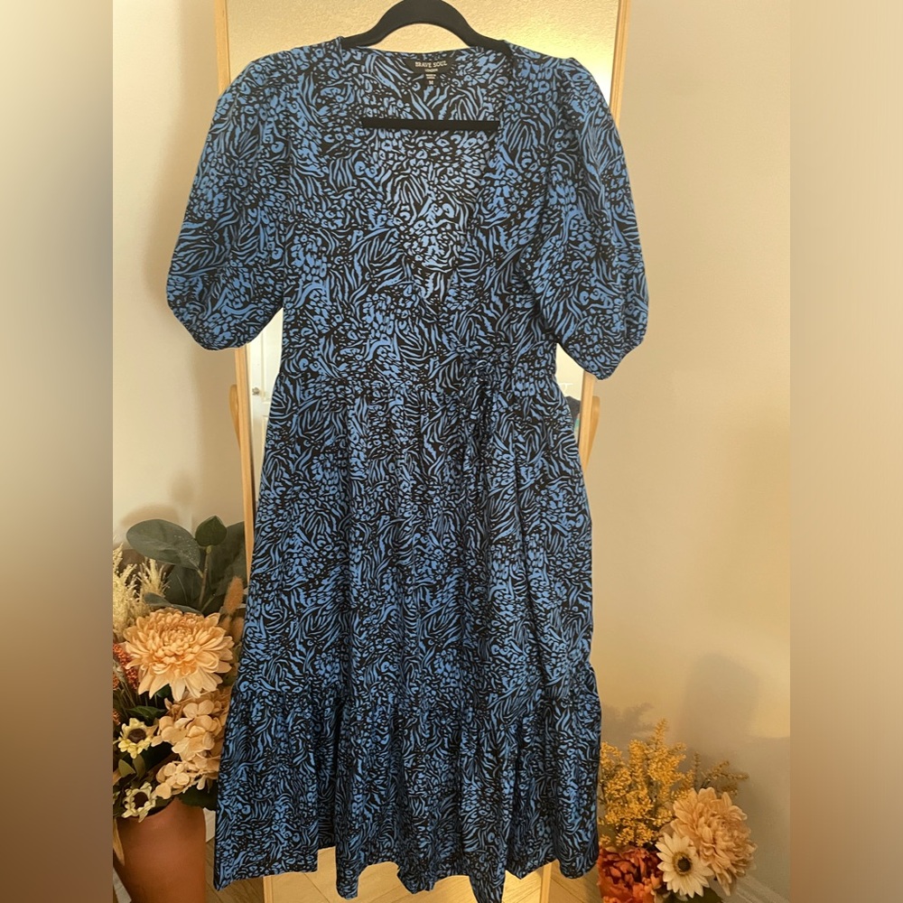 Brave Soul Blue Print Long Dress